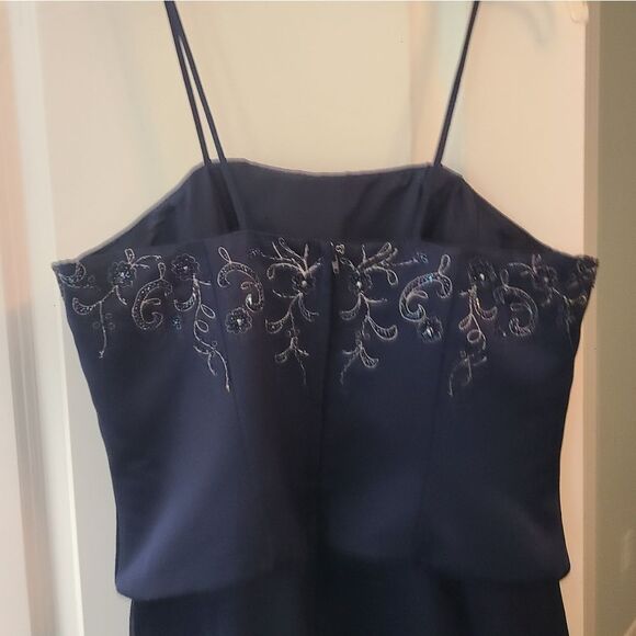 Alfred Angelo Navy Blue Beaded Formal Prom Evening Gown - Picture 11 of 13